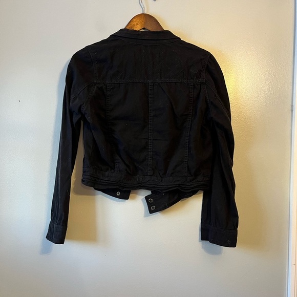 Cotton on black charcoal zip up moto jacket cropped long sleeve collared XL - Picture 4 of 7